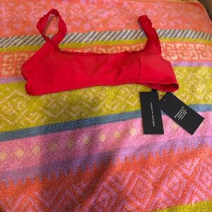Tommy Hilfiger NWT red ruffle bikini top XS